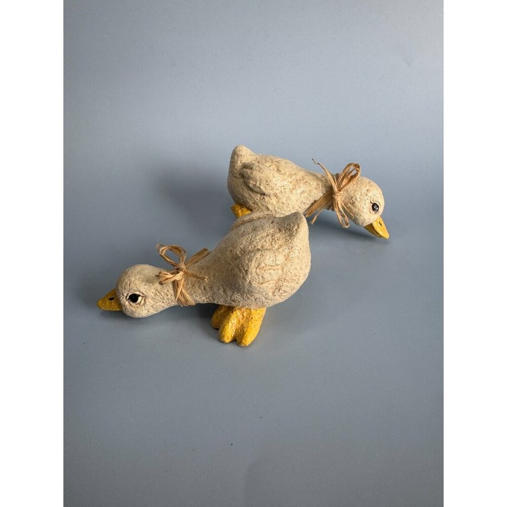 Vintage Enesco Baby Duck Figurines With Ribbons & Glitter 6" Long Easter Decor - Picture 9 of 14